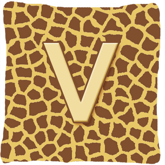 Coussin décoratif intérieur/extérieur initial monogramme giraffe, V