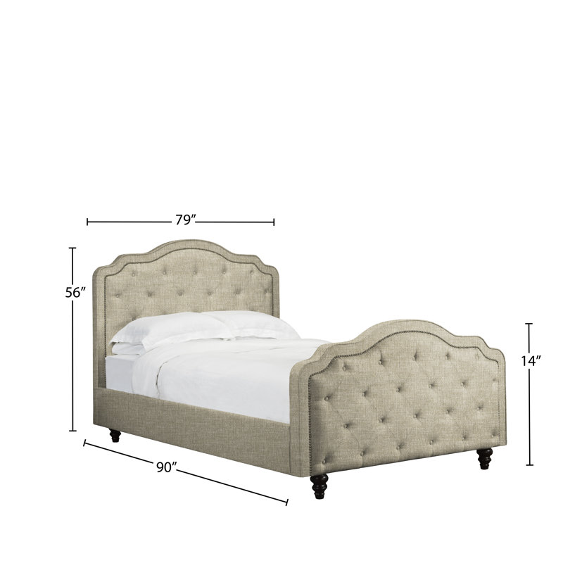 Lit plateforme en tissu d’ameublement Waville, Beige, Très grand