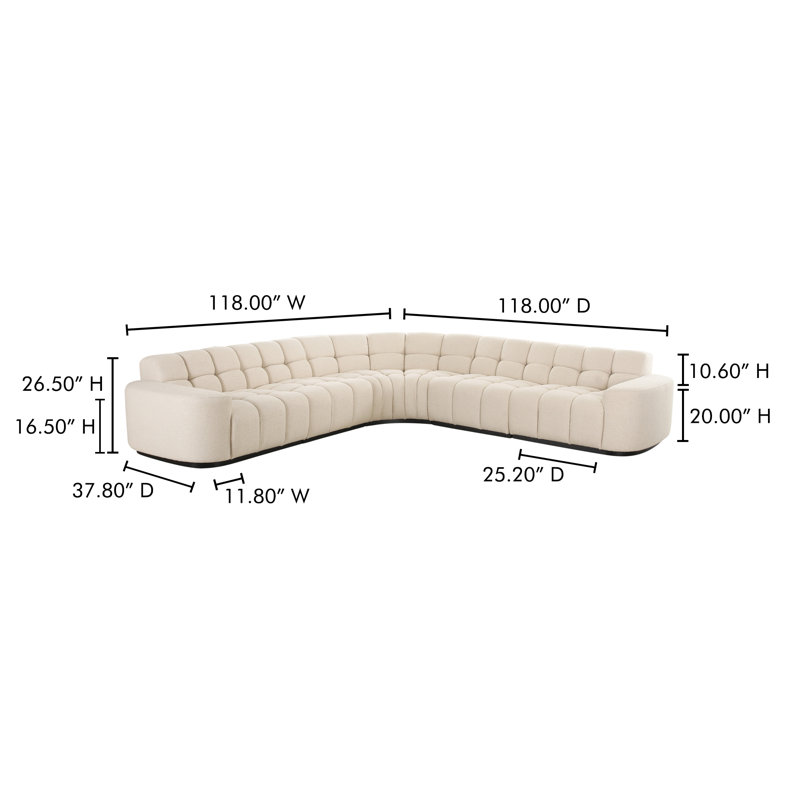Roman L-Shaped Sectional, Oat Basketweave