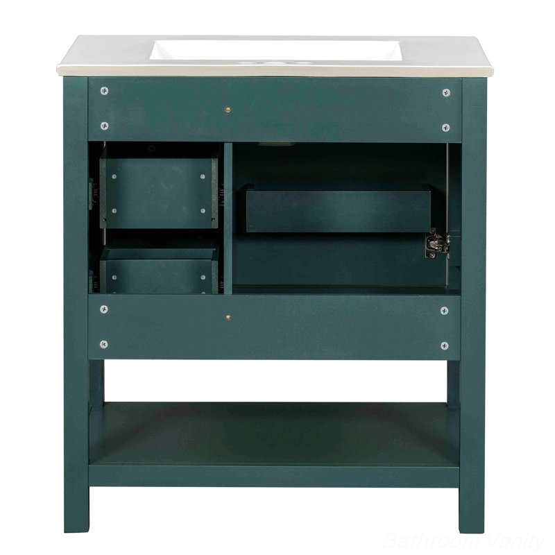 Armoire de salle de bain autoportante Nicha, Vert