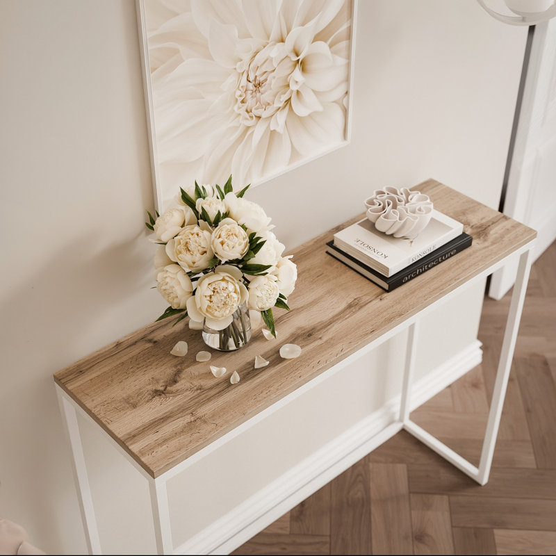 Console Table, 80cm H x 80cm W x 30cm D, Wotan Oak, White