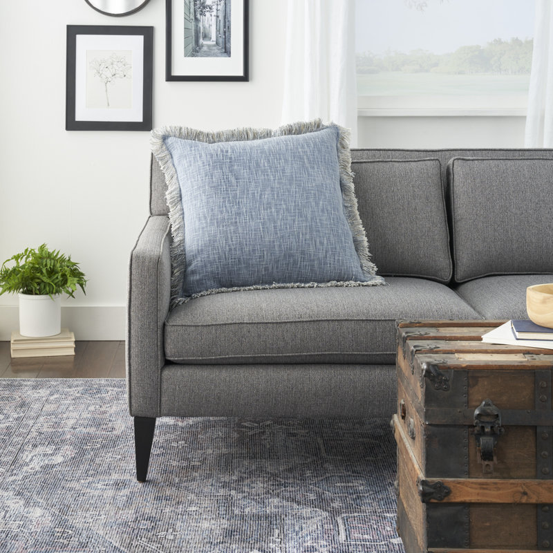 Ocean Blue Cotton Stonewash 22" Square Throw Pillow