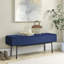 Banc rembourré en velours de chambre de style contemporain, bleu