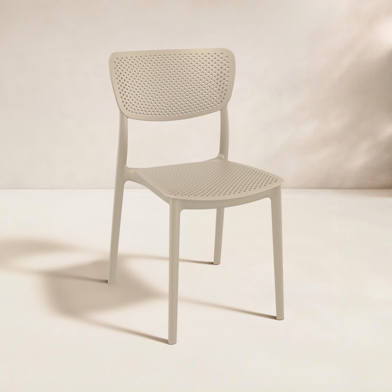 Farrah Stacking Patio Dining Side Chair, Taupe