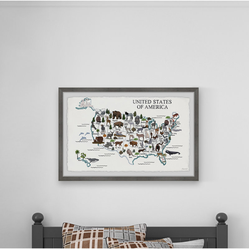 Reproduction encadrée «US Animals», H 12 po x l 18 po x P 1,5 po