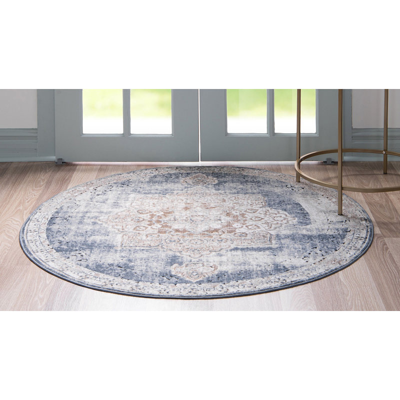 Parrado Ikat Indoor Rug, Round 4'