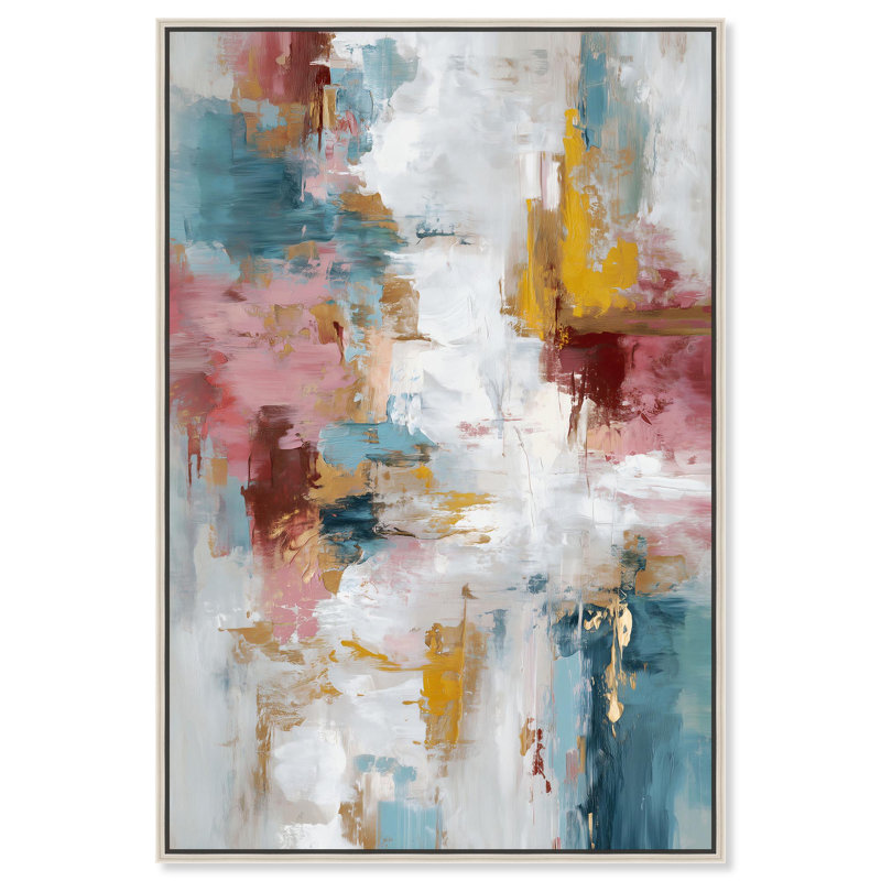 Décoration murale moderne sur toile Warmth and cool II par , Argent argent, H 16 po x l 11 po, Cadre flottant