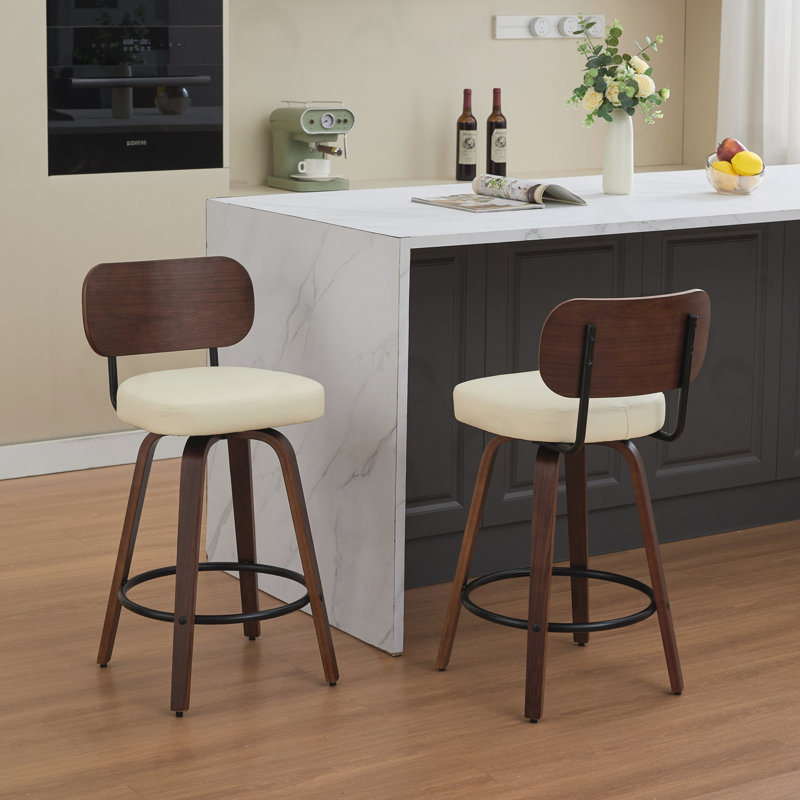 Ensemble de 2 tabourets pivotants, Beige