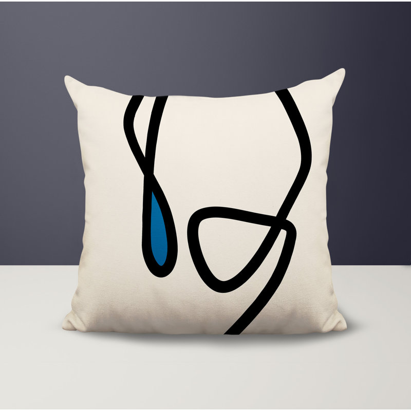 Oreiller carré réversible intérieur / extérieur Vie Abstract, H 17 po x l 17 po, Turquoise