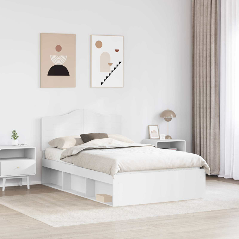 Solid Wood Bed, Small Double (4'), White