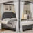 Luxury Upholstered Canopy Bed - Button Tufted Frame with Nailhead Trim, No Box Spring-790440257-790440258