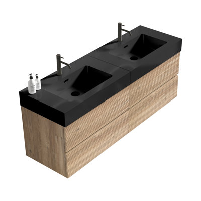 Meuble-lavabo noir moderne à fermeture douce avec matériaux écologiques pour les salles de bain contemporaines
