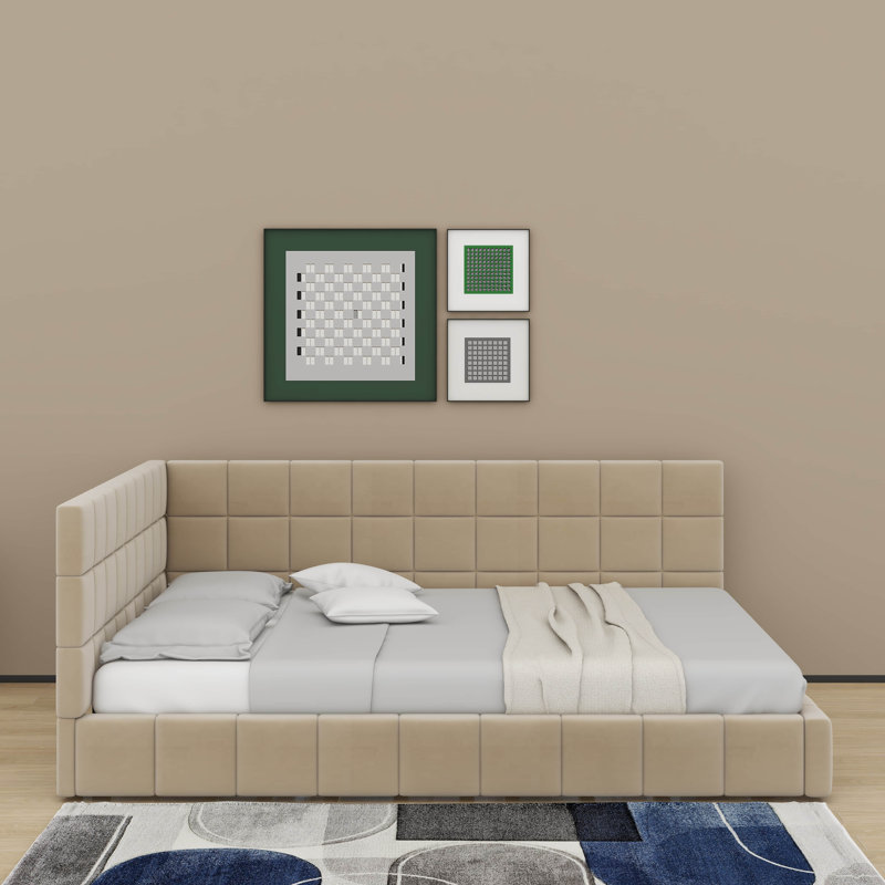 Lit de jour double rembourré, Beige