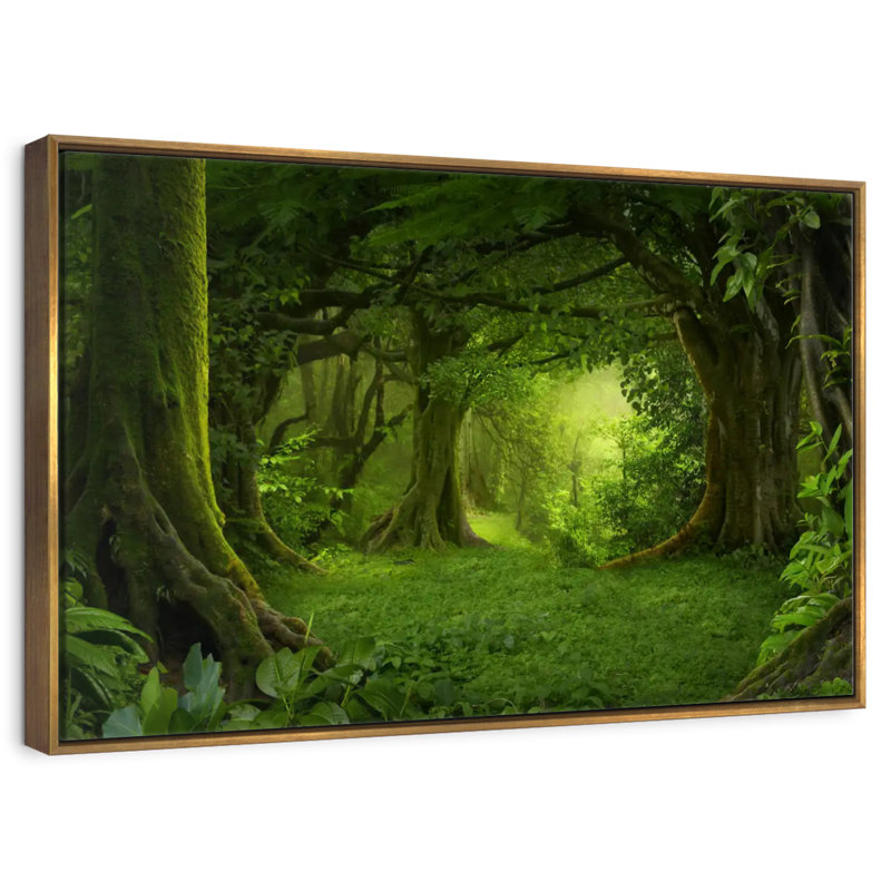 Mousse verte, Cadre flottant doré, 31 po x 21 po