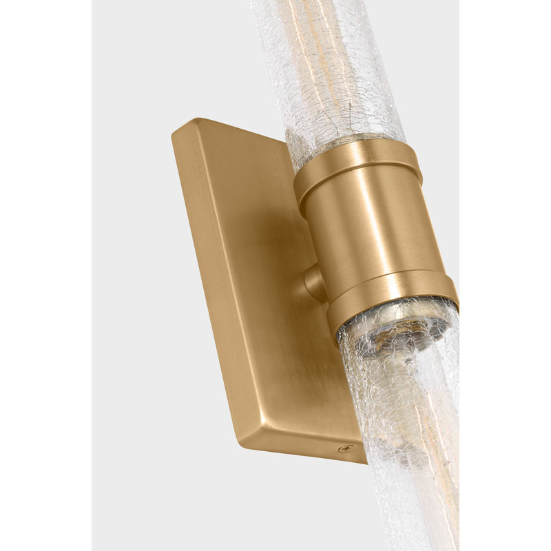 Ensemble de meuble-lavabo à deux lumières Keaton, H 20 po x l 5 po x P 3,63 po, Craquelé, Laiton satiné