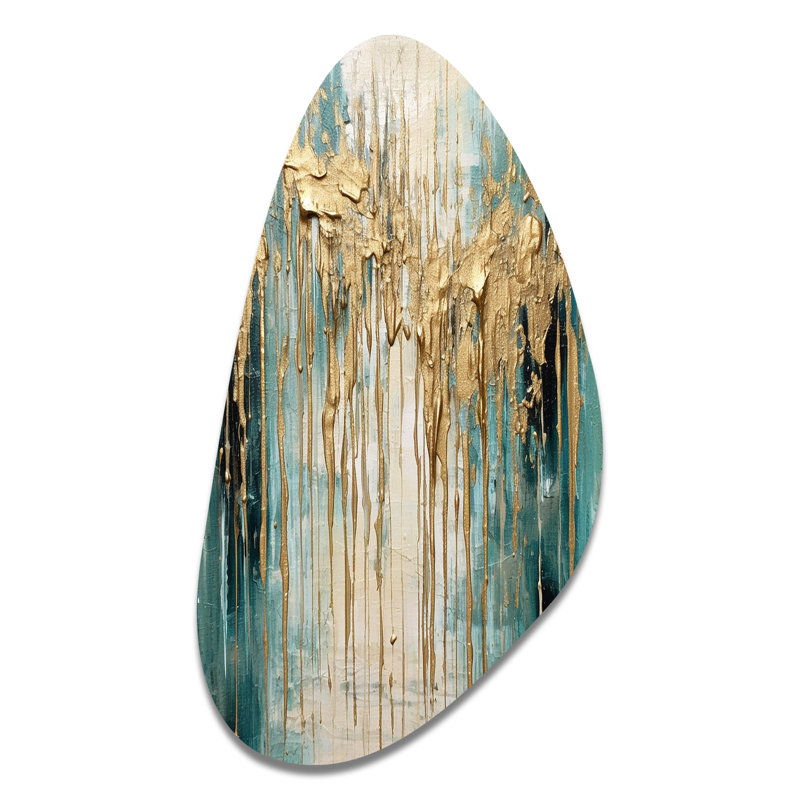 Gilded Daydreams VI - Minimalism Asymmetrical Metal Wall Decor, Modern Unique Shape Metal Art Print, 39" H x 21" W x 1" D