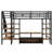 Full Size Metal Loft Bed With Staircase, Table & Shelves, Black - Modern Low Storage Functional