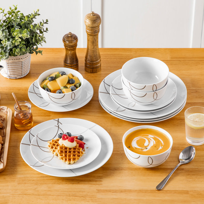 Piece Porcelain China Dinnerware Set - Service for 4