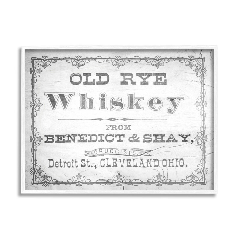 Art rétro, giclée de whisky par seigle, H 11 po x l 14 po x P 1,5 po, Giclée encadrée blanc bord de mer