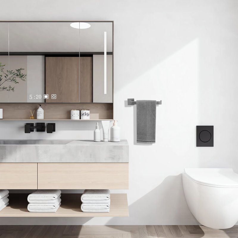 Ensemble d'accessoires de salle de bain mural noir mat 5 pièces, ensemble de barre à serviettes en acier inoxydable SUS304, porte-serviettes carrés pour salle de bain
