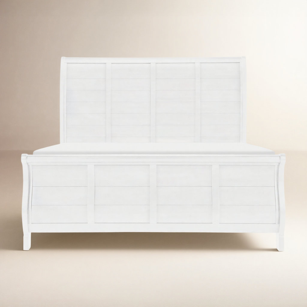 Country Living Sleigh Bed, White, King