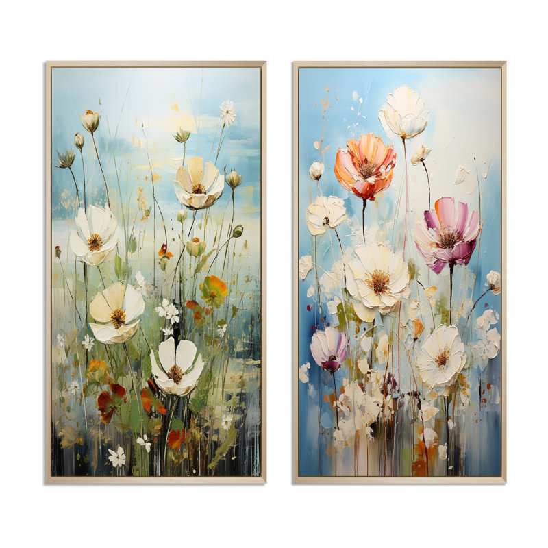 «Meadow Tranquil Bliss Mute» 2 pièces, H 32 po x l 32 po, Encadrement brun