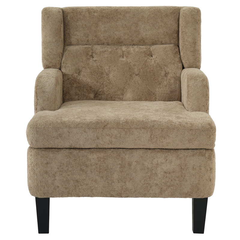 Fauteuil d'appoint rembourré avec pieds en bois d'hévéa Corrine, Brown