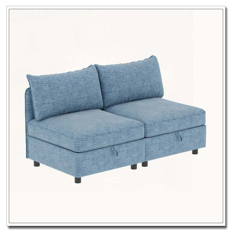 Siège sans accoudoirs pour canapé modulaire modulaire, Bleu antique