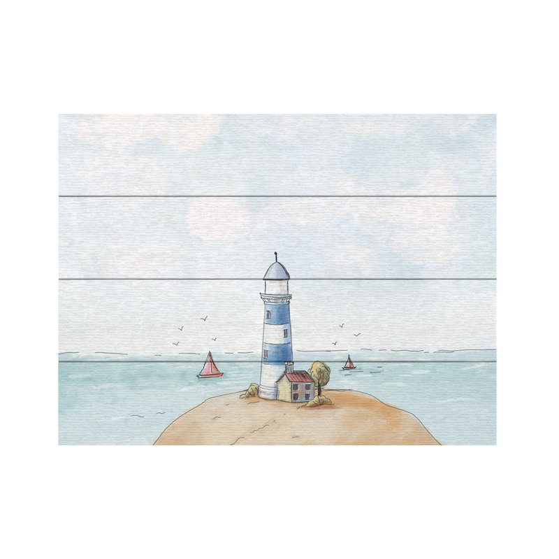 Xuan Thai  Lighthouse Wood Slat Art, H 18 po x l 22 po
