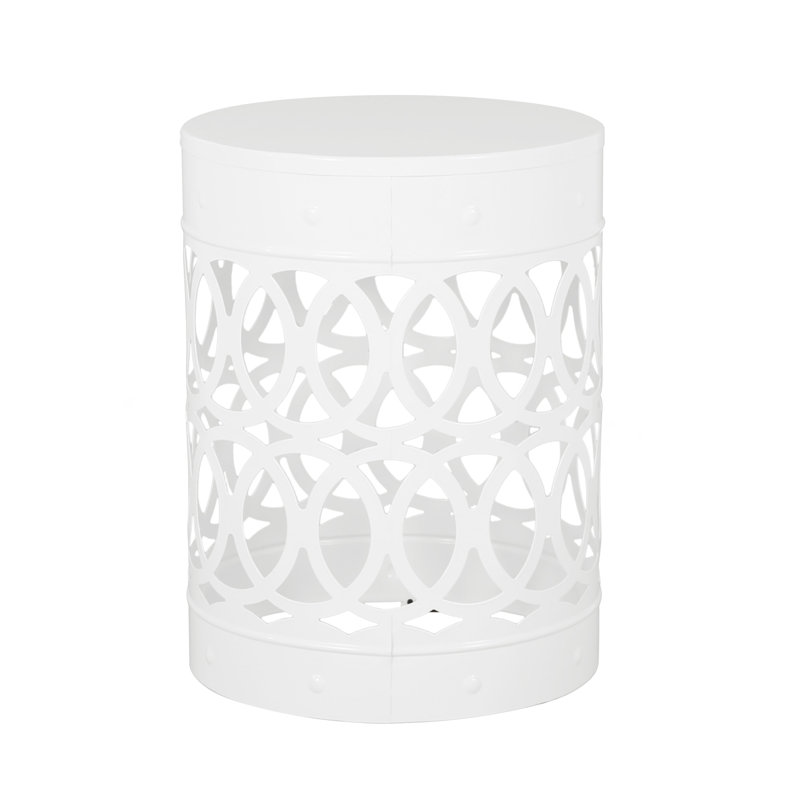 Outdoor Metal End Table -Large, White