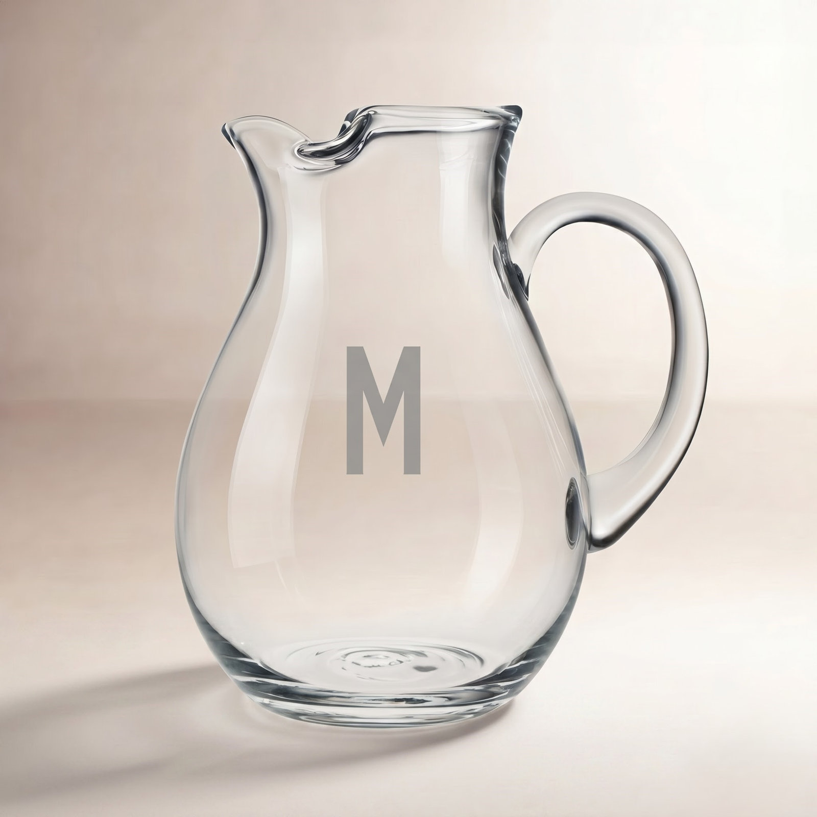 Monogrammed Glass Pitcher, Yes, Single Block