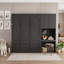 Grand lit escamotable 1 tiroir avec armoire de rangement réversible et éclairage DEL-1304980198
