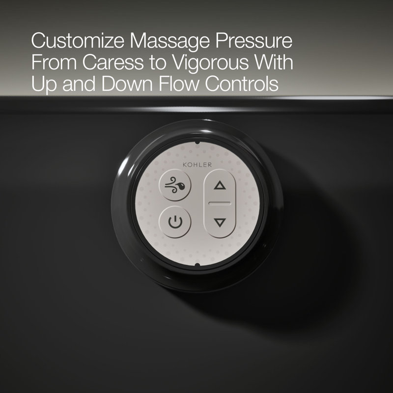 Underscore Rectangle 72" x 42" Heated Bubblemassage Air Bath with Bask, Center Drain, Black Black