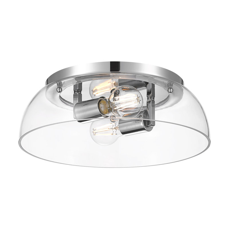 Iftimie 14" Flush Mount with Clear Glass, Chrome
