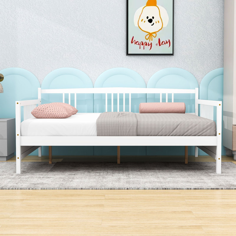 Full Wood Daybed with Centre Legs and Underbed Storage Space, White