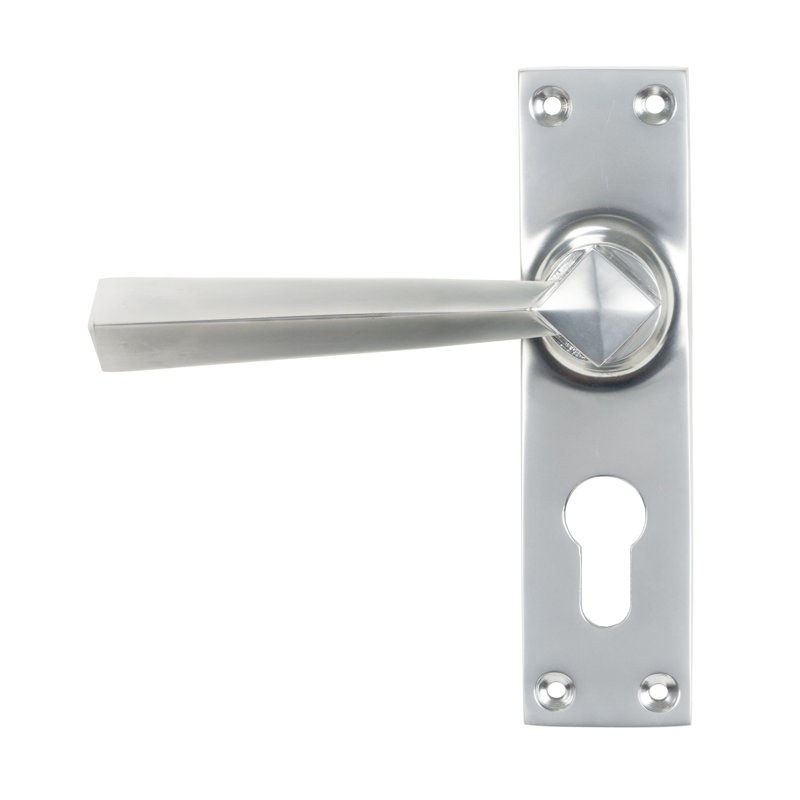 Straight Lock Door Handle, Satin Chrome