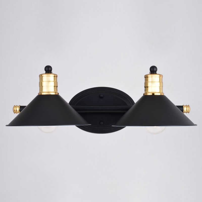 Éclairage tamisé pour meuble-lavabo Tamar, Noir mat et laiton naturel, 2