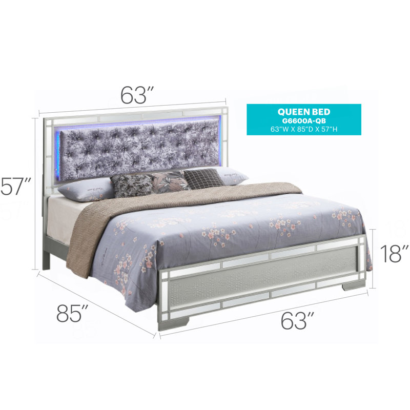 Glamorous Silver Champagne Queen Bed