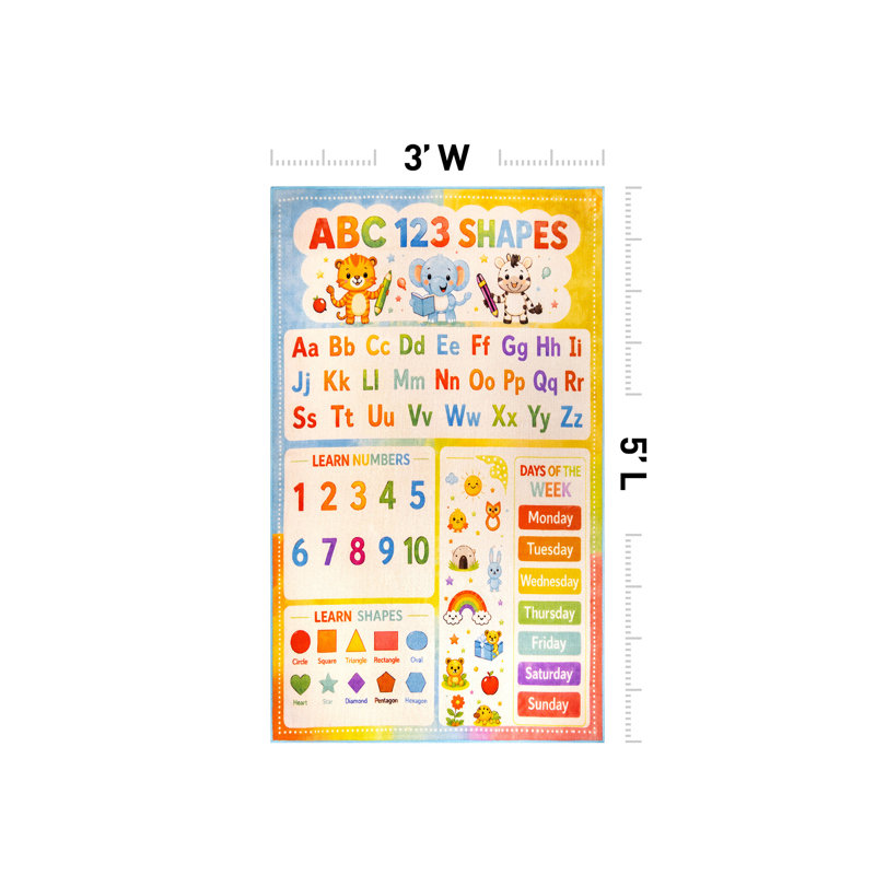 Tapis pour enfants ABC 123 Formes ABC Multi, 3'x5'