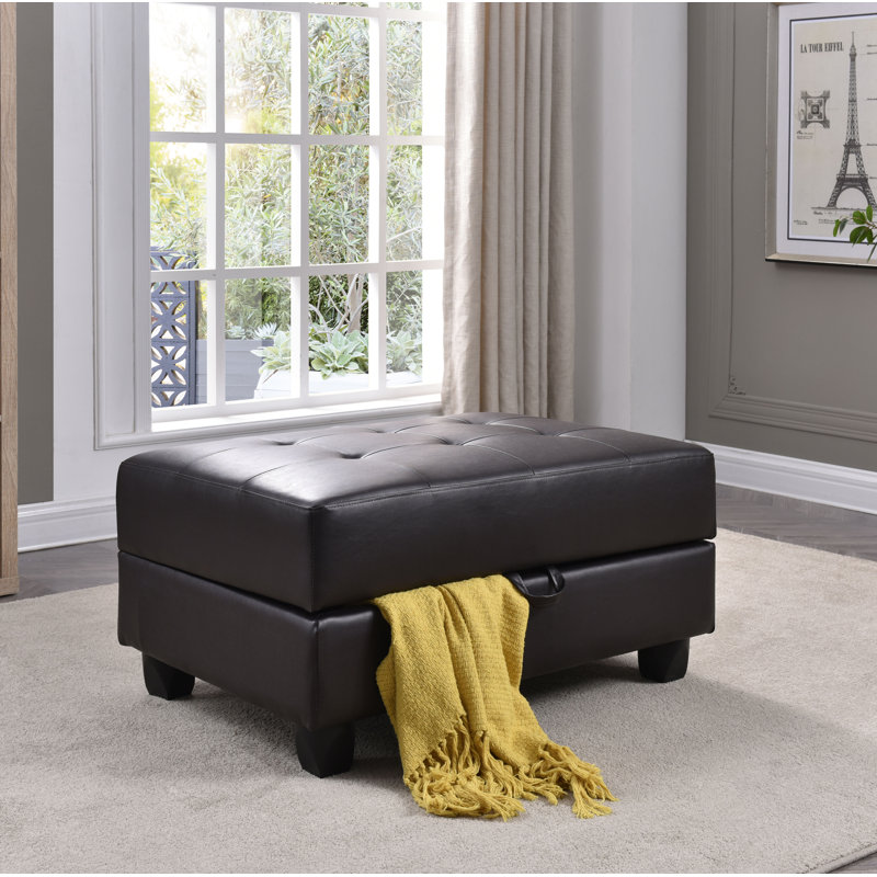 Benton Faux Leather Ottoman, Faux Leather Cappucino