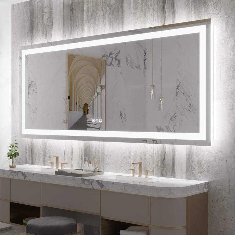 Dokes Frameless LED Vanity Wall Mirror Passed ETL, 88" x 38"