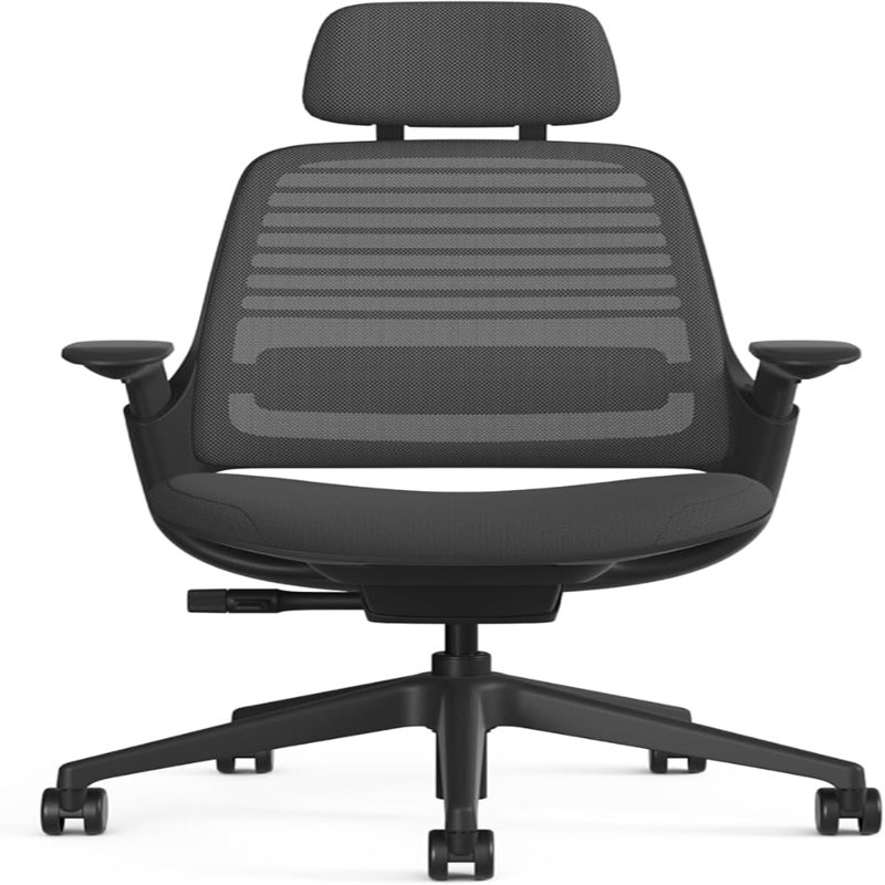 Steelcase Series 1 Frame Graphite With Headrest, 3D Micro Knit