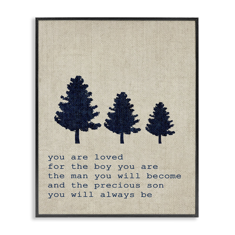 «You Are Loved Son Trees», art textuel, H 20 po x l 16 po, Giclée encadrée noir minuit