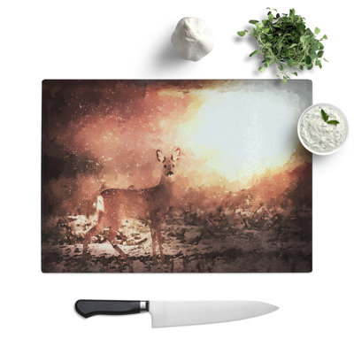 Tempered Glass Roe Deer in Sunlight Chopping Board