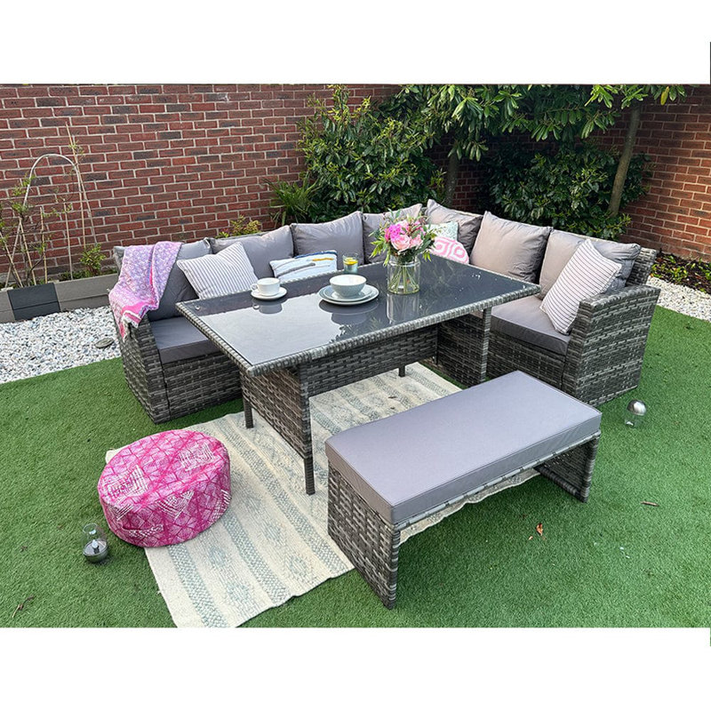 ROSEN 2024 8 - Person Wicker Patio Dining Set with Rectangular Table , Cushions Included