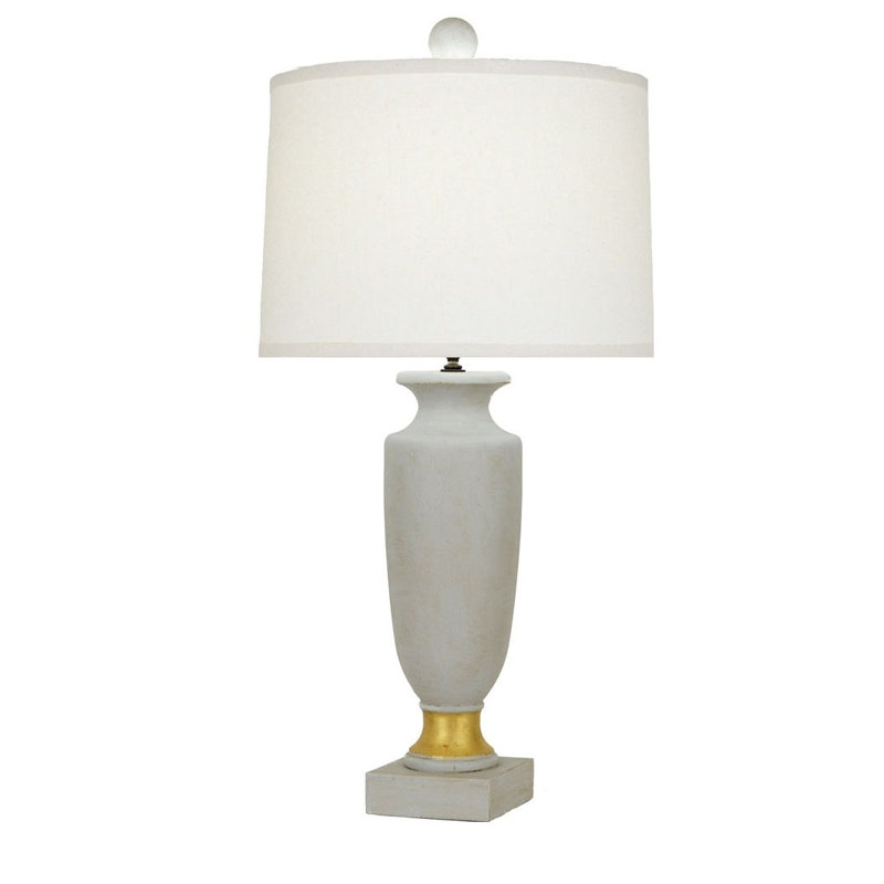 Emmylou Table Lamp, French Gray/Gold Leaf, White