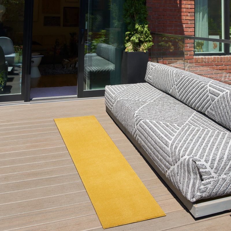 Tapis intérieur / extérieur jaune Nourison Essentials, Rectangulaire 2 pi x 6 pi