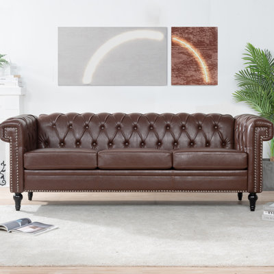 Traditional Square Arm 3-Seater Sofa With Removable Cushions And Sturdy Construction
