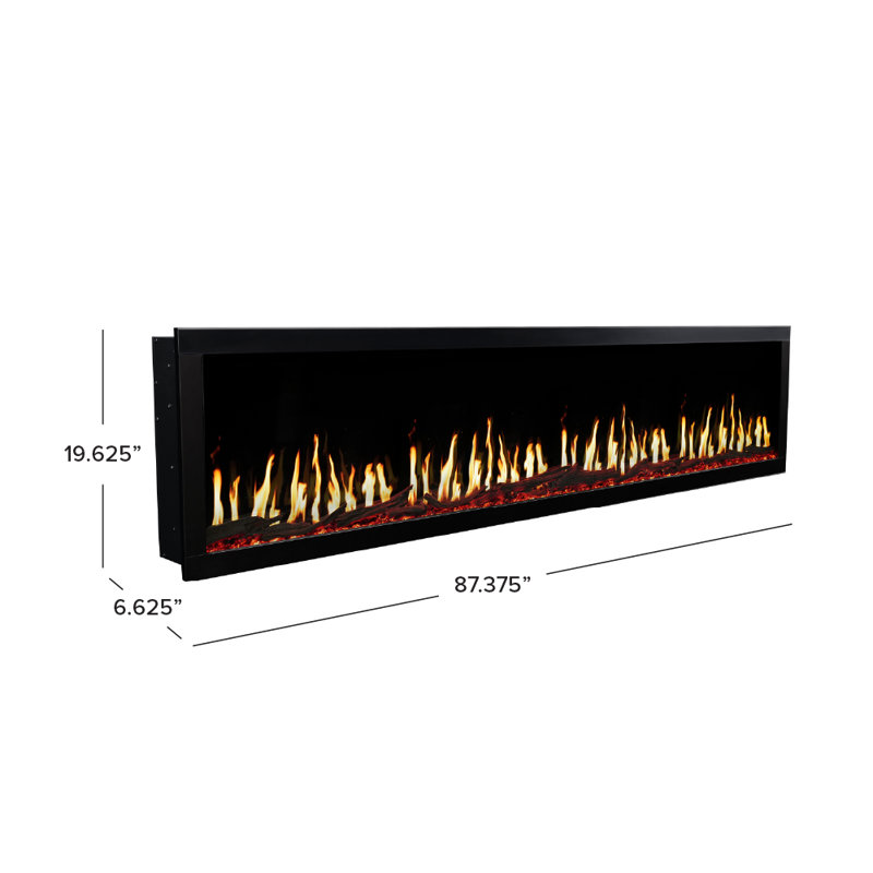 Highmark Luxe Virtual LCD Wall Mount Smart Electric Fireplace - Remote Control & Adjustable Multi-Color Flame, 88"