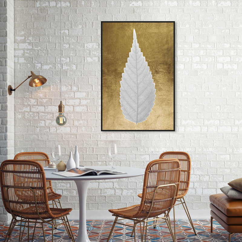 " Leaf In Gold II ", Black Framed Canvas, 36" H x 24" W